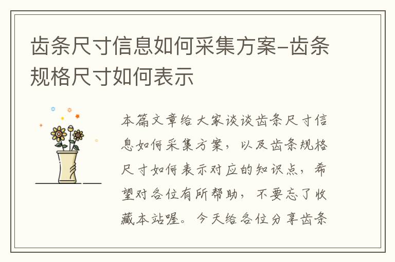 齿条尺寸信息如何采集方案-齿条规格尺寸如何表示