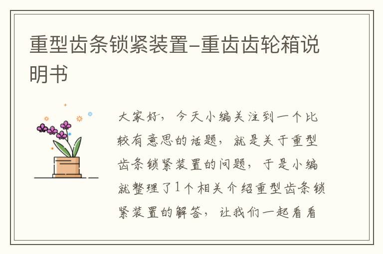 重型齿条锁紧装置-重齿齿轮箱说明书