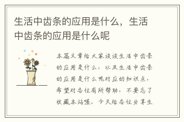 生活中齿条的应用是什么,生活中齿条的应用是什么呢