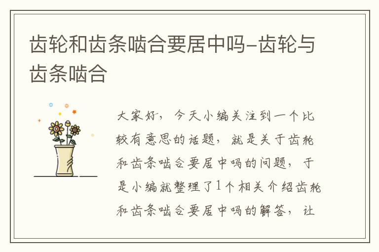 齿轮和齿条啮合要居中吗-齿轮与齿条啮合