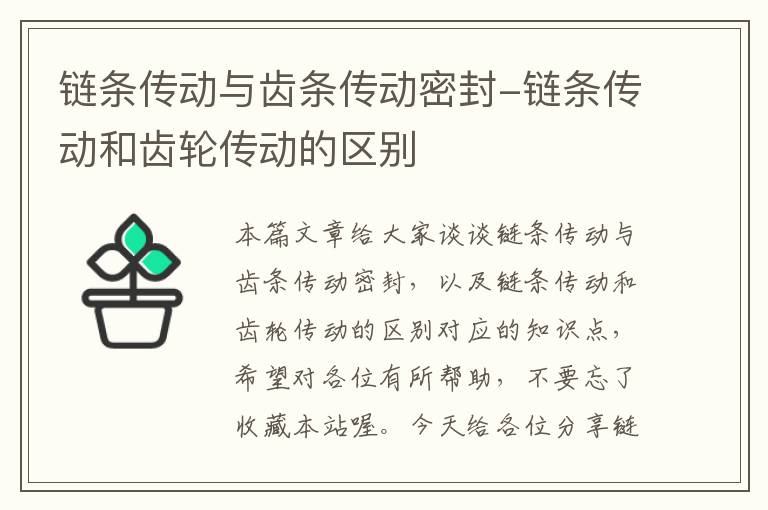 链条传动与齿条传动密封-链条传动和齿轮传动的区别