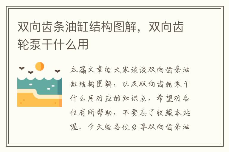 双向齿条油缸结构图解,双向齿轮泵干什么用