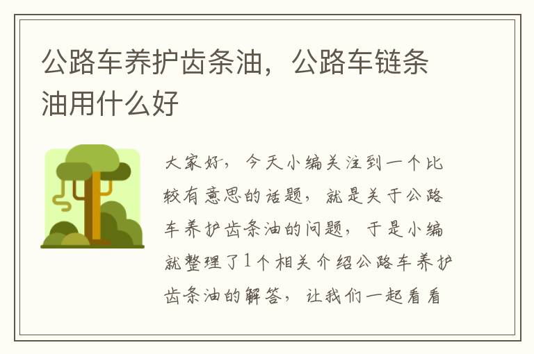 公路车养护齿条油,公路车链条油用什么好