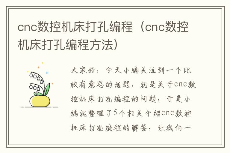 cnc数控机床打孔编程(cnc数控机床打孔编程方法)