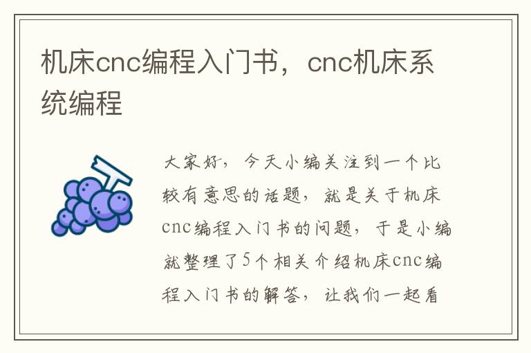 机床cnc编程入门书,cnc机床系统编程