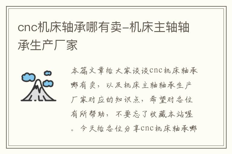 cnc机床轴承哪有卖-机床主轴轴承生产厂家