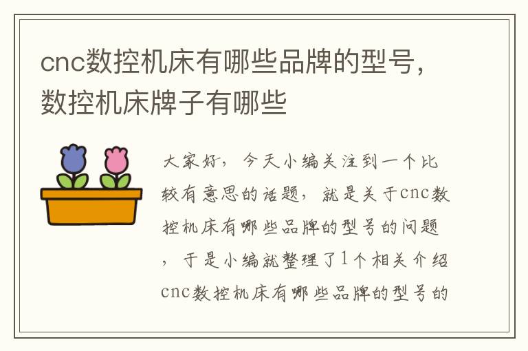 cnc数控机床有哪些品牌的型号,数控机床牌子有哪些