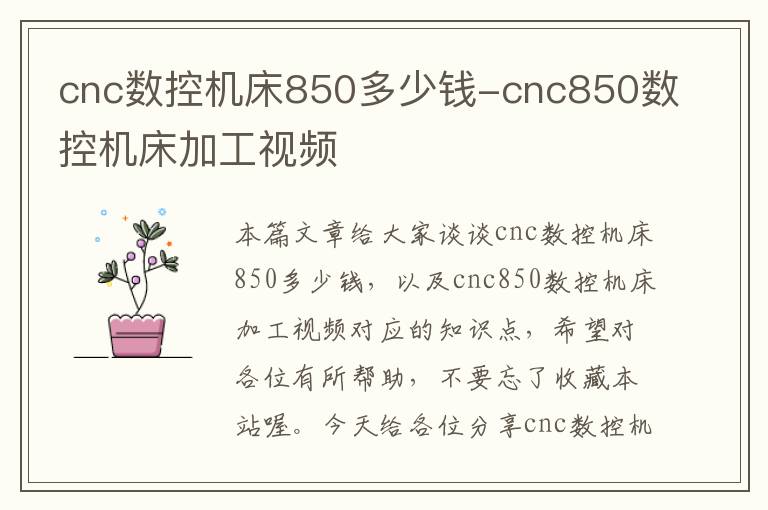 cnc数控机床850多少钱-cnc850数控机床加工视频