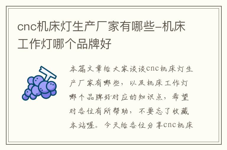 cnc机床灯生产厂家有哪些-机床工作灯哪个品牌好