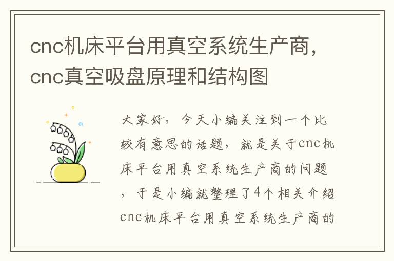 cnc机床平台用真空系统生产商,cnc真空吸盘原理和结构图