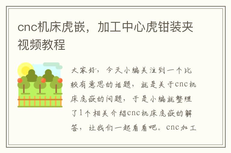 cnc机床虎嵌,加工中心虎钳装夹视频教程