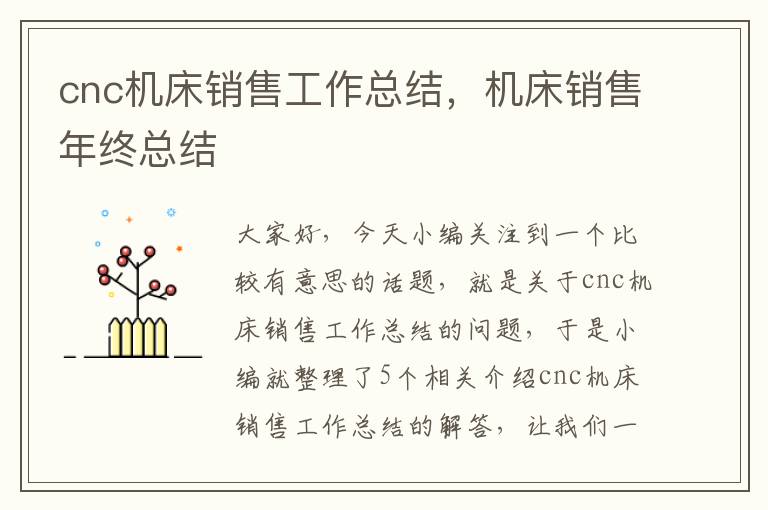 cnc机床销售工作总结,机床销售年终总结