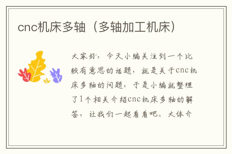 cnc机床多轴(多轴加工机床)