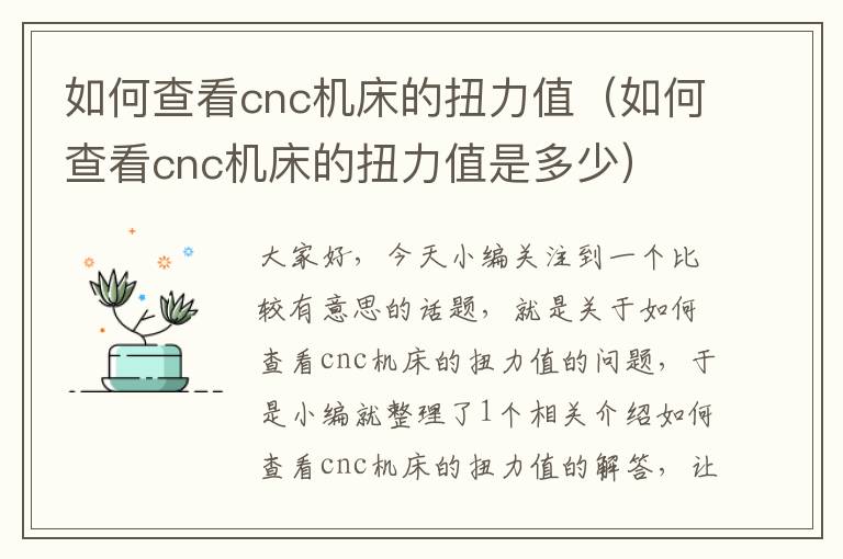 如何查看cnc机床的扭力值(如何查看cnc机床的扭力值是多少)