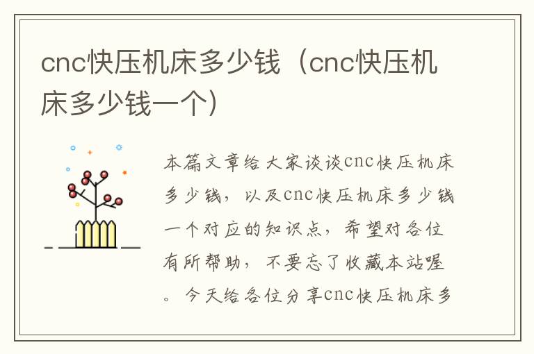 cnc快压机床多少钱(cnc快压机床多少钱一个)