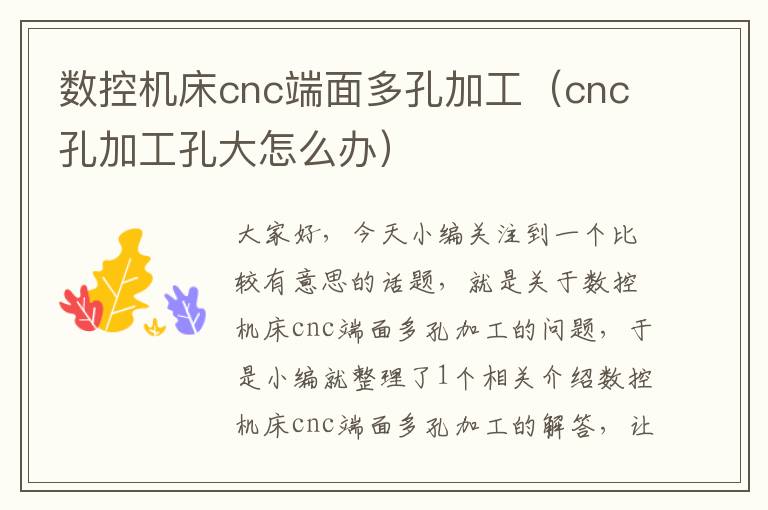 数控机床cnc端面多孔加工(cnc孔加工孔大怎么办)