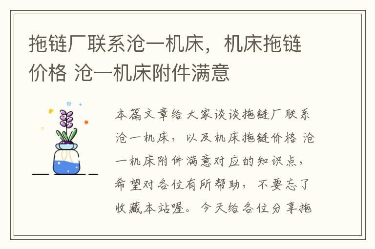 拖链厂联系沧一机床,机床拖链价格 沧一机床附件满意
