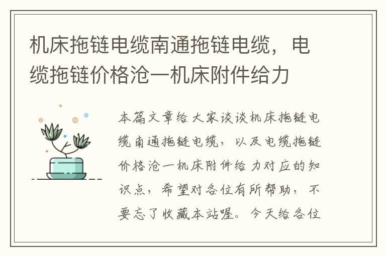 机床拖链电缆南通拖链电缆,电缆拖链价格沧一机床附件给力