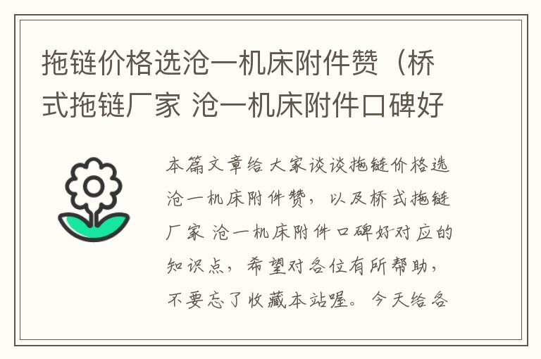 拖链价格选沧一机床附件赞(桥式拖链厂家 沧一机床附件口碑好)
