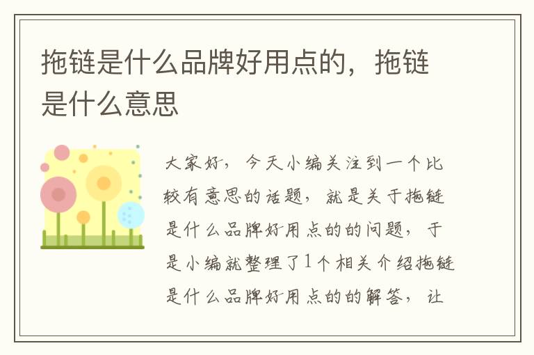 拖链是什么品牌好用点的,拖链是什么意思