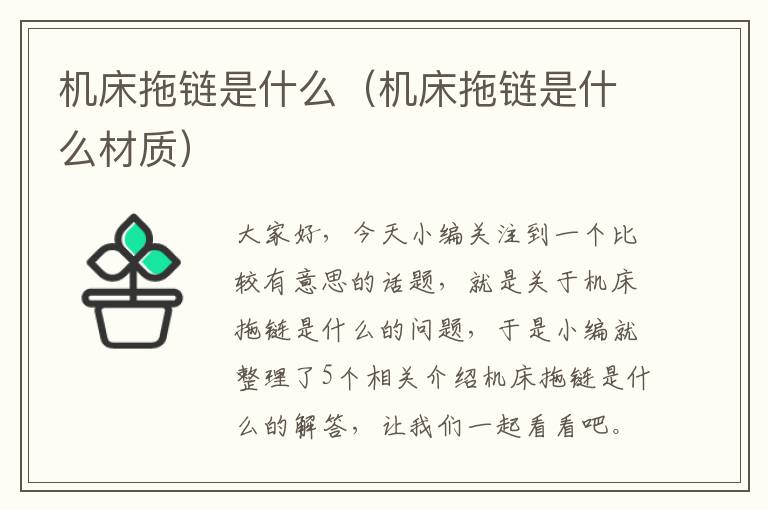 机床拖链是什么(机床拖链是什么材质)
