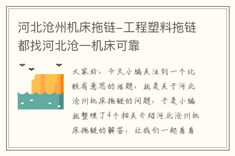 河北沧州机床拖链-工程塑料拖链都找河北沧一机床可靠