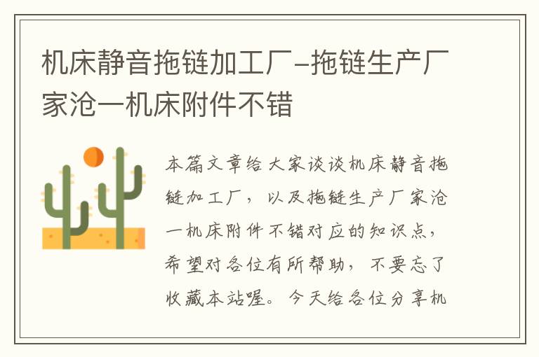 机床静音拖链加工厂-拖链生产厂家沧一机床附件不错