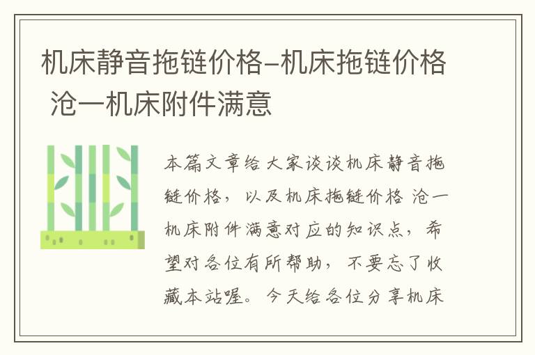 机床静音拖链价格-机床拖链价格 沧一机床附件满意