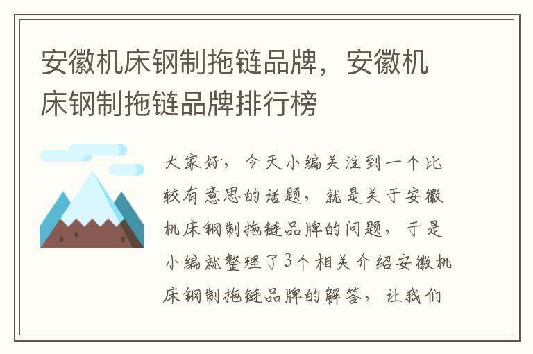 安徽机床钢制拖链品牌,安徽机床钢制拖链品牌排行榜