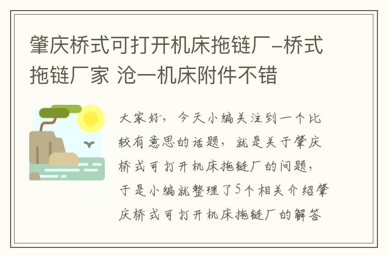 肇庆桥式可打开机床拖链厂-桥式拖链厂家 沧一机床附件不错