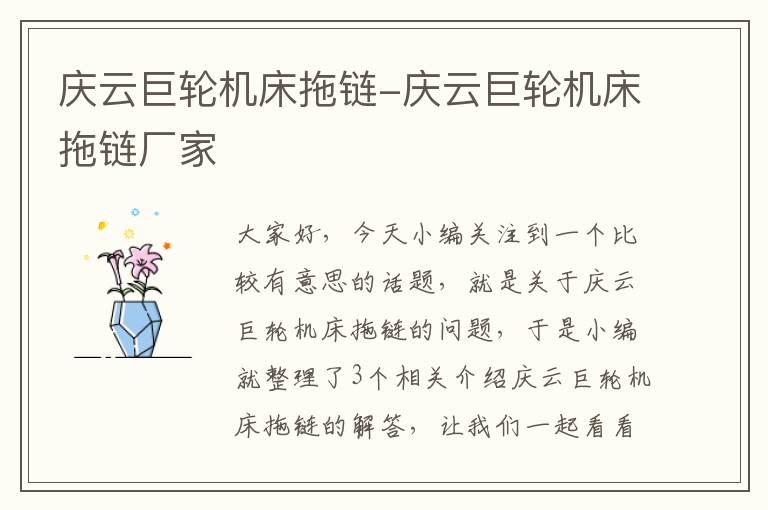 庆云巨轮机床拖链-庆云巨轮机床拖链厂家