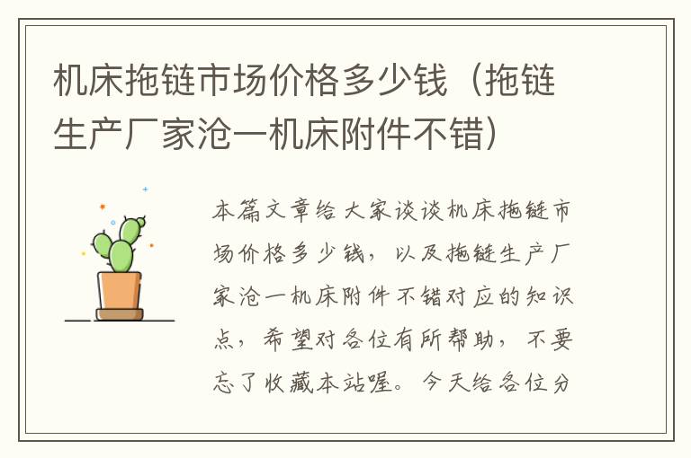 机床拖链市场价格多少钱（拖链生产厂家沧一机床附件不错）