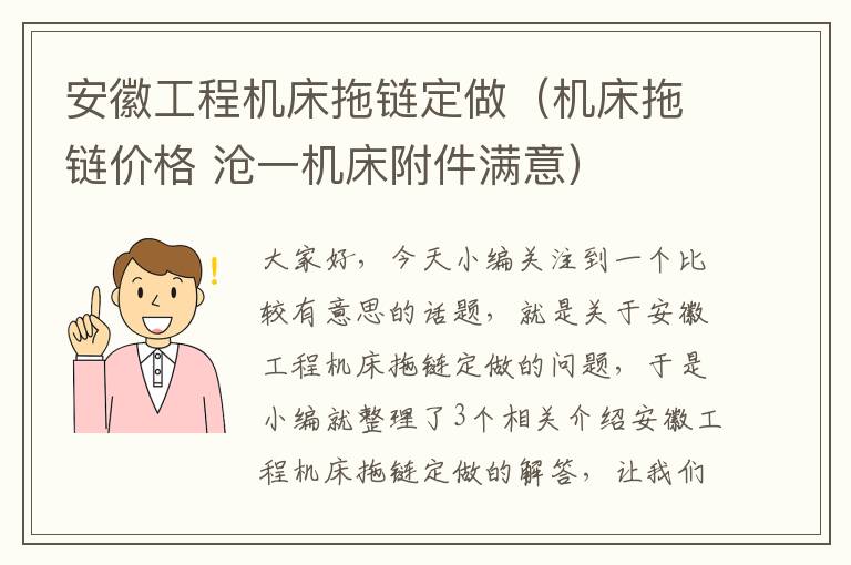 安徽工程机床拖链定做(机床拖链价格 沧一机床附件满意)