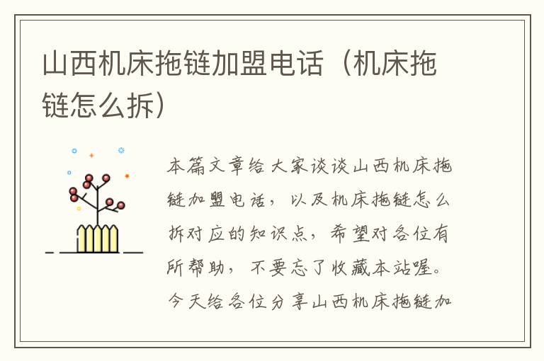 山西机床拖链加盟电话(机床拖链怎么拆)