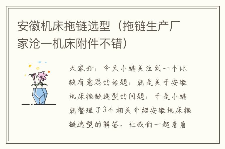安徽机床拖链选型(拖链生产厂家沧一机床附件不错)