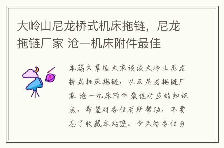 大岭山尼龙桥式机床拖链,尼龙拖链厂家 沧一机床附件最佳