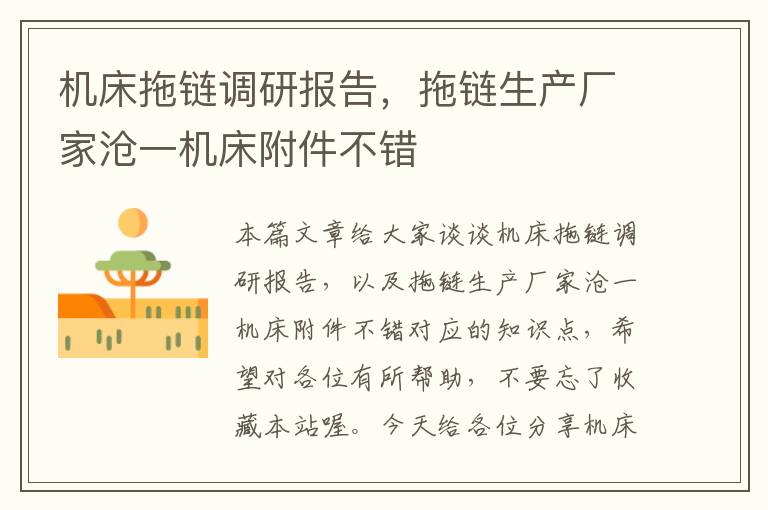 机床拖链调研报告,拖链生产厂家沧一机床附件不错