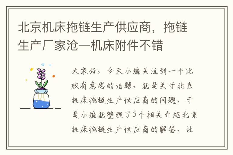 北京机床拖链生产供应商,拖链生产厂家沧一机床附件不错