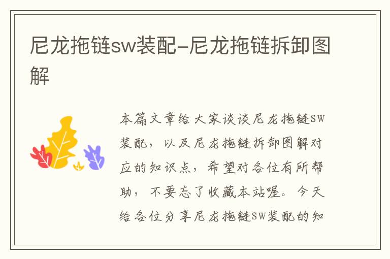 尼龙拖链sw装配-尼龙拖链拆卸图解