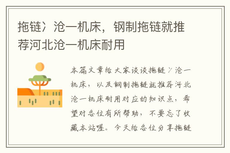 拖链冫沧一机床,钢制拖链就推荐河北沧一机床耐用