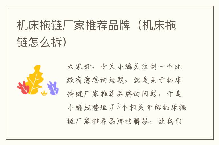 机床拖链厂家推荐品牌(机床拖链怎么拆)