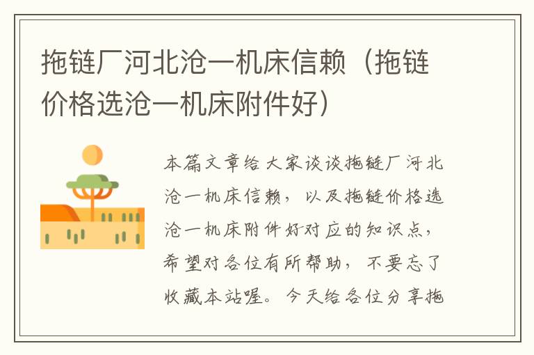 拖链厂河北沧一机床信赖(拖链价格选沧一机床附件好)