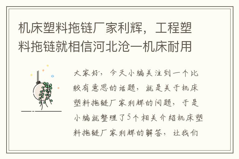 机床塑料拖链厂家利辉,工程塑料拖链就相信河北沧一机床耐用