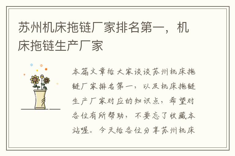 苏州机床拖链厂家排名第一,机床拖链生产厂家