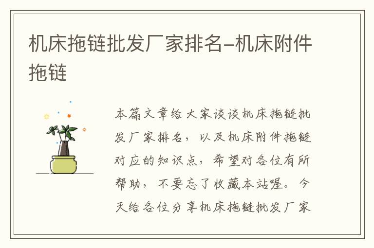 机床拖链批发厂家排名-机床附件拖链