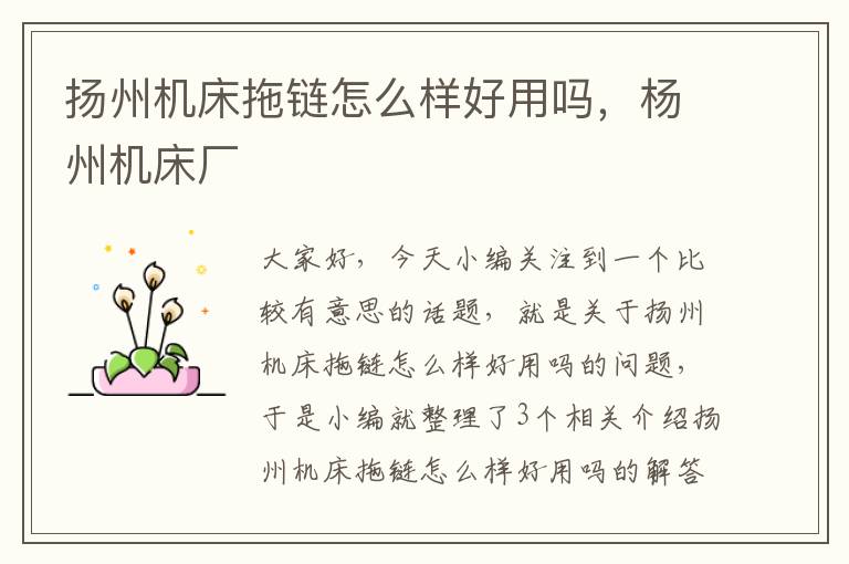 扬州机床拖链怎么样好用吗,杨州机床厂