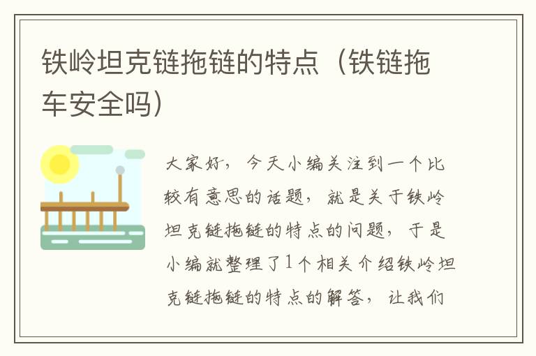 铁岭坦克链拖链的特点(铁链拖车安全吗)