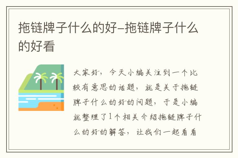 拖链牌子什么的好-拖链牌子什么的好看