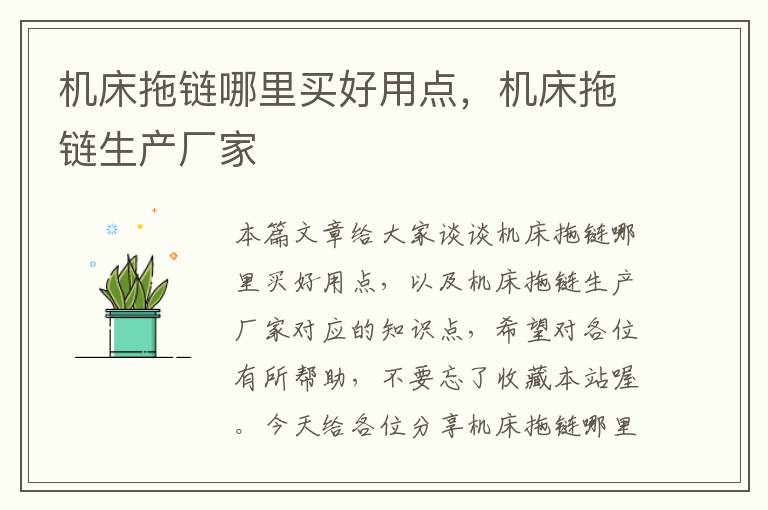 机床拖链哪里买好用点,机床拖链生产厂家
