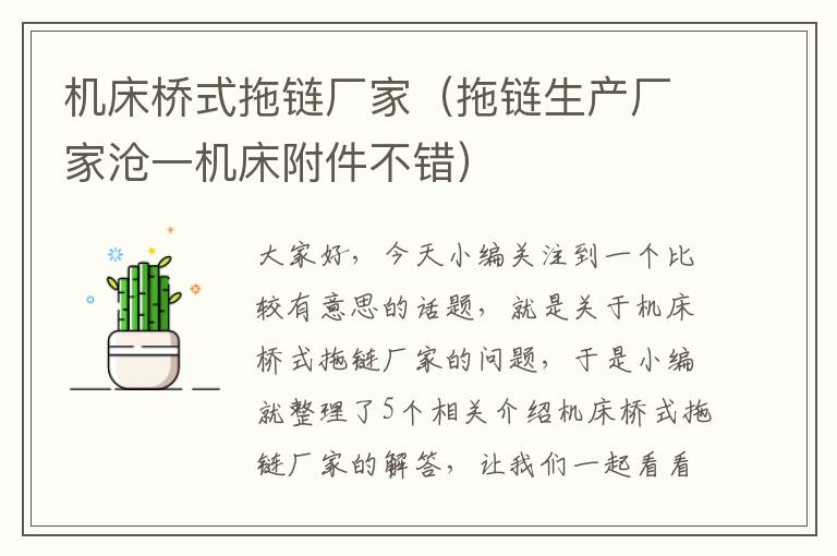 机床桥式拖链厂家(拖链生产厂家沧一机床附件不错)